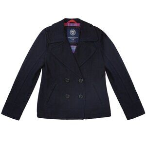 Vintage Y2K  American Eagle Navy Wool Blend Double Breasted Peacoat Sz S